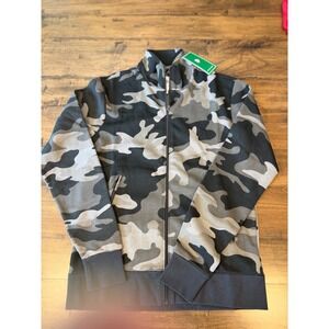 Flint Park Mens Camo Track Jacket Gray Black Full Zip Mock Neck NWT XS